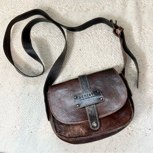 Bed Stu Brown Leather Crossbody Bag with Black Strap